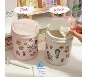 Mini cubo de basura de escritorio, tubo de basura pequeño con cubierta, caja de basura para dormitorio color rosa