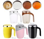 Taza de café eléctrica autoagitadora de 400 ml con batería de litio recargable por USB para mezclar café, leche y cacao. 301-400ml color rosa