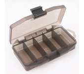 Caja de aparejos de pesca portátil con 5 compartimentos, contenedor espacial para cebos, anzuelos, herramientas, accesorios, cajas, estuche de almacenamiento para carpas gris