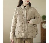 Chaqueta de plumón corta para mujer Chaqueta de plumón de pato blanca holgada de invierno M blanco