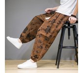 Pantalones de estilo chino para hombre, pantalones finos de lino y algodón transpirables para primavera y verano, pantalones Harem para hombre, pantalones casuales estampados, pantalones sueltos para hombre 5XL