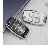 3 4 botones NUEVA cubierta de la caja de la llave del tirón del coche de TPU para KIA RIO 3 K2 Ceed Cerato K3 K5 Sorento Sportage Soul K4 Picanto Optima Forte Stinger Accesorios 3button key case blanco
