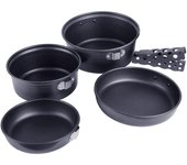 Conjuntos de platos y sartenes para campamento, antiadherentes, para mochilero, Picnic, cocina, portátil ultraligero negro