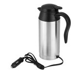 Hervidor de agua eléctrico de acero inoxidable para coche, 750 ml, 12 V, para encendedor de cigarrillos, taza térmica de viaje