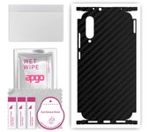 apgo Protective Skin Sticker for the back+sides compatible with Xiaomi Mi A3, Full Wrap Film, Foil, Vinyl - Pattern Carbon Black