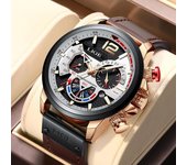 LIGE-Reloj de cuarzo de cuero para hombre, pulsera de lujo de marca superior, resistente al agua, deportivo, con caja, novedad de 2022 azul/oro