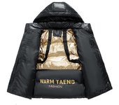 Ropa de algodón Chaqueta de invierno negra y dorada para hombre Ropa de algodón cálida y gruesa para pareja Tendencia de otoño e invierno para hombre Corta M negro