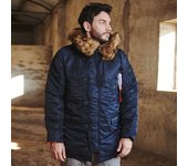 Chaqueta de invierno para hombre Parka clásica para clima frío extremo impermeable piel sintética extraíble alrededor de la capucha XS negro