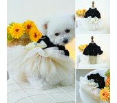 Vestido para mascotas, elegante vestido de boda para perros con flores 3D y decoración de lazo, vestido de princesa para perros empalmado de malla, suministros para mascotas XL negro