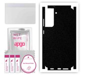 Adhesivo protector apgo para la parte trasera y laterales compatible con Samsung Galaxy S21 FE 5G, película envolvente, lámina de vinilo - Patrón negro mate