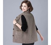 Chaleco de talla grande para mujer, de primavera, otoño e invierno, con botones, de pelo de cordero, térmico, cálido, grueso, de forro polar, sin mangas, abrigos para mujer 4XL azul
