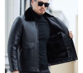 Chaqueta de cuero para hombre integrada de cuero y piel, chaqueta informal con solapa para hombre de mediana edad, chaqueta de piel de oveja nueva engrosada, ropa de invierno para hombre 4XL