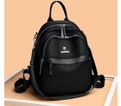 Mochila Popular de doble capa, mochila multiusos negra pura 2023, mochila tejida con aguja de flor de Metal, bolsa de comercio exterior negro