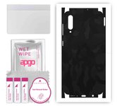 apgo Protective Skin Sticker for the back+sides compatible with Samsung Galaxy A30s, Full Wrap Film, Foil, Vinyl - Pattern Black Camo