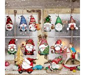 24 adornos colgantes de madera de Papá Noel para Navidad. (con cuerda) 24pcs