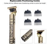 Cortadora de pelo eléctrica, cortadora de pelo Retro, cortador de pelo inalámbrico recargable, uso doméstico, lavable oro