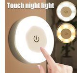Mini luces LED nocturnas con Sensor táctil, recargables por USB, para cocina, dormitorio, Base magnética, luz de pared, lámpara nocturna portátil redonda blanco