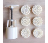 Juego de 6 moldes para pastel de luna con forma de flor, molde para pastel a presión manual, molde para fondant con forma de luna