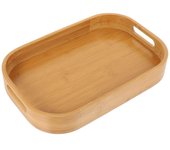 Bandeja de Té de Bambú Japonés Bandeja para Desayuno Plato para Almacenamiento de Alimentos Postre Fruta Snack con Asa Vajilla de Cocina