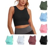 Ropa interior deportiva para mujer, Color sólido, Fitness, Yoga, correr, chaleco, espalda de malla S color rosa