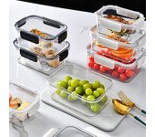 1/3 piezas de caja de alimentos transparente, recipiente hermético para almuerzo con tapa, libre de BPA, transparente, apilable, a prueba de polvo, apto para lavavajillas, recipiente de almacenamiento de alimentos S negro