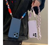 Funda de teléfono suave a prueba de golpes con cordón cruzado de lujo para iPhone 15, 14, 13, 12, 11 Pro Max, 7, 8 Plus  iPhone 15 negro