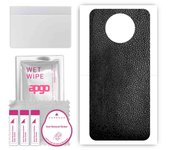 apgo Protective Skin Sticker for the back compatible with Xiaomi Redmi Note 9 5G, Wrap Film, Foil, Vinyl - Pattern Black Leather
