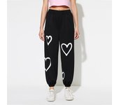 Pantalones Harlem para mujer, cintura alta, holgados, estampados de amor, pantalones pop, pantalones casuales, pantalones para mujer M blanco