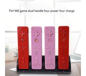 Estación de carga para consola de juegos WII/WII U con protección contra fugas de cables USB, cargador inteligente de 4 puertos, accesorios para juegos blanco