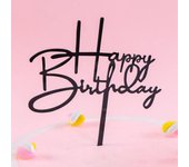 Adorno acrílico para tarta de feliz cumpleaños, decoración de bandera para postre, suministros para hornear fiestas