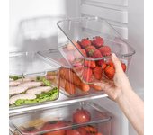 Organizador para nevera, contenedor apilable, caja de almacenamiento para refrigerador, plástico transparente, organizador para nevera, contenedores, despensa, organizador de cocina