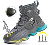 Nuevos zapatos de seguridad para hombre, zapatillas de trabajo a la moda, botas de seguridad de trabajo con punta de acero, transpirables, de caña alta, zapatos de construcción a prueba de pinchazos para hombre 36