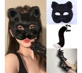 Máscaras de zorro y gato de peluche para disfraces de fiestas nocturnas y cosplay gloves blanco