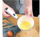 Batidor de huevos de cocina, espumador de leche, herramienta para mezclar, batidor de huevos recargable blanco