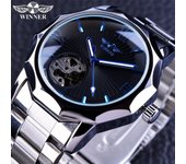Winner Reloj mecánico completamente automático ahuecado de estilo informal y a la moda para hombre blanco