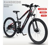 2023 nueva bicicleta eléctrica 1000W 48V bicicleta de montaña bicicleta eléctrica adulto 27,5 pulgadas Ebike batería de litio con bicicleta de suspensión completa 13.6AH 1000W Motor negro