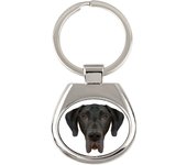 Great Dane I - geometric keychain with a photo and the inscription Art-Dog blanco