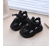 Zapatos para niñas, novedad de verano 2023, zapatillas de deporte transpirables de malla calada con estilo, sandalias de bebé con dibujos animados bonitos a la moda 21 negro