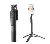 Andoer A65 trípode/palo selfie extensible aleación de aluminio Max. 160 cm de altura con obturador remoto negro
