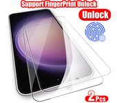 Protector de vidrio templado para desbloqueo de huellas dactilares compatible con Samsung Galaxy S24 Ultra S24 + / S23 + 5G / S22 / S22 + S21 + Plus, película protectora de pantalla HD de 2 piezas Samsung Galaxy S22 puro