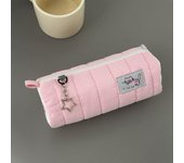 Estuche para lápices con rollo de toalla rosa, bolsa de almacenamiento de bolígrafos suaves Kawaii, bolsa para cosméticos, estuche de gran capacidad con dibujos animados, material de papelería para estudiantes, material escolar color rosa