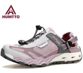HUMTTO Zapatos de senderismo de verano para mujer, zapatillas de deporte de agua transpirables de secado rápido, zapatos deportivos de Trekking antideslizantes para mujer, zapatos para caminar al aire libre y escalada 36 púrpura/beige