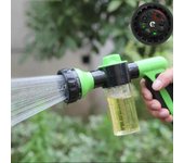 Pistola de agua multifuncional con modo ajustable, boquilla para manguera, lavadora, rociador de chorro de riego para jardín con contenedor de espuma, herramientas para fertilizantes verde