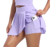 Nessaj Minifalda deportiva de verano para mujer, corta, con bolsillos, a la moda, para correr, tenis, golf, fitness S azul oscuro
