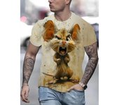 Camiseta con estampado de ratón en 3D para hombre, moda de verano, informal, para deportes al aire libre, fitness, cuello redondo, manga corta, ropa para hombre S
