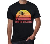 Camiseta vintage para hombre Camiseta gráfica Porto Vecchio Sunset Deep Black XS negro