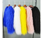 Abrigo de piel de mujer de 16 colores, abrigo de piel de cordero rosa esponjoso colorido, abrigo de piel sintética, abrigo de piel de oveja, abrigo de piel sintética de invierno 3XL blanco
