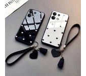 Funda de teléfono de cristal duro con diseño de corazón de amor para Xiaomi Redmi Note 13 Pro 4G 5G 12 Pro Plus Turbo 3 Note 12s 11 Pro, funda protectora con cordón de borla Redmi Note 13 4G blanco
