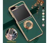 Funda de teléfono con revestimiento a prueba de golpes para Samsung Galaxy Z Flip 6 5 4 3, soporte de anillo protector, cubierta de protección completa de lujo For Samsung Z Flip 6 verde