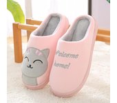 Pantuflas peludas de invierno para mujer, con diseño de gato de dibujos animados, antideslizantes, suaves y cálidas, para interior del dormitorio, para hombres, parejas, niños y niñas, bonitos zapatos de suelo 36-37